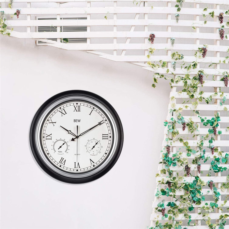 Breakwater Bay Large Outdoor Clock, 18 Inch Waterproof Garden Clock